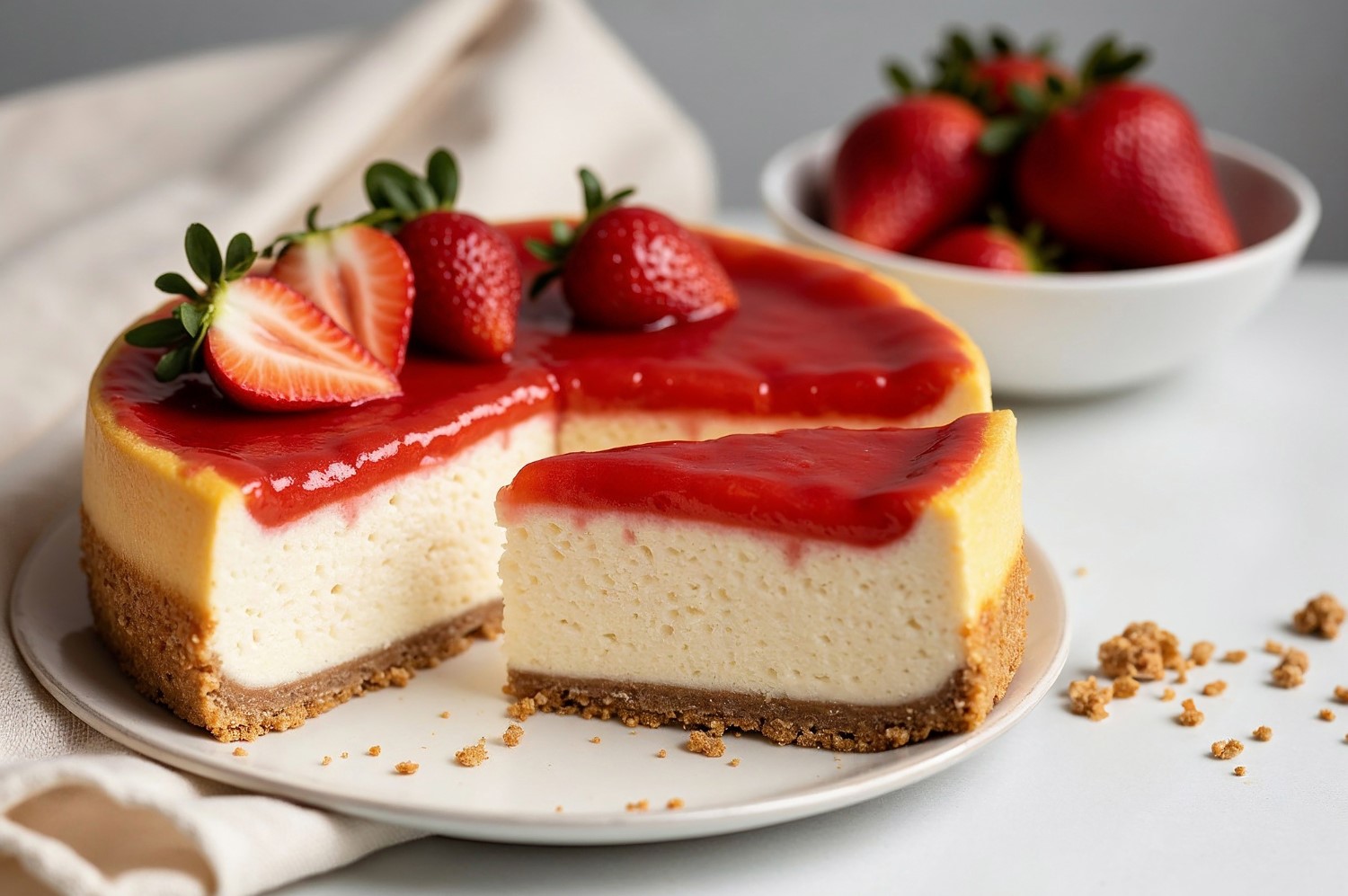 Turkish Kebab House creamy strawberry Cheesecake in Glasgow.